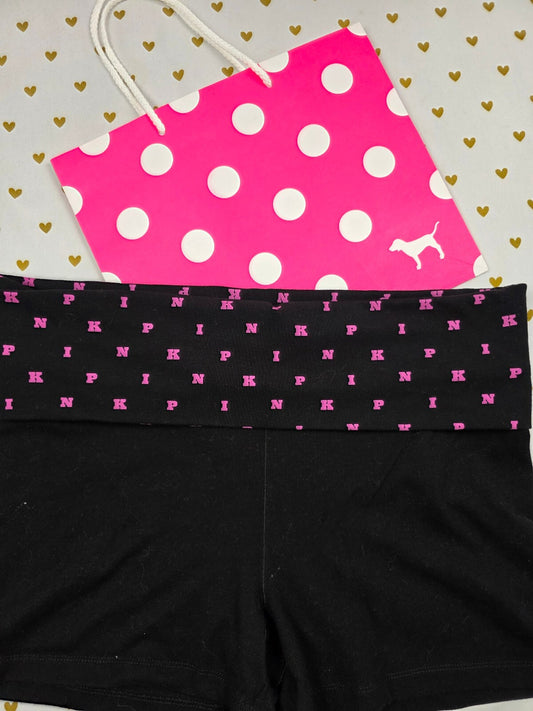 Victorias Secret PINK Foldover Logo Yoga Shorts LARGE