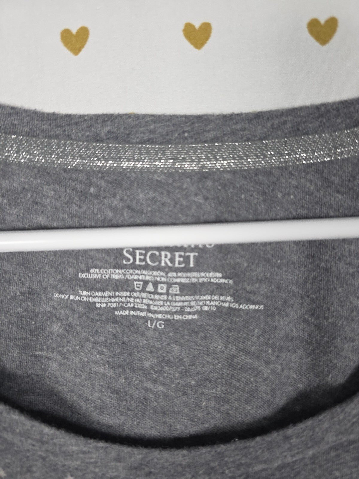 Victorias Secret Bling Grey Soft Long Sleeve Sleep Shirt nightgown Large