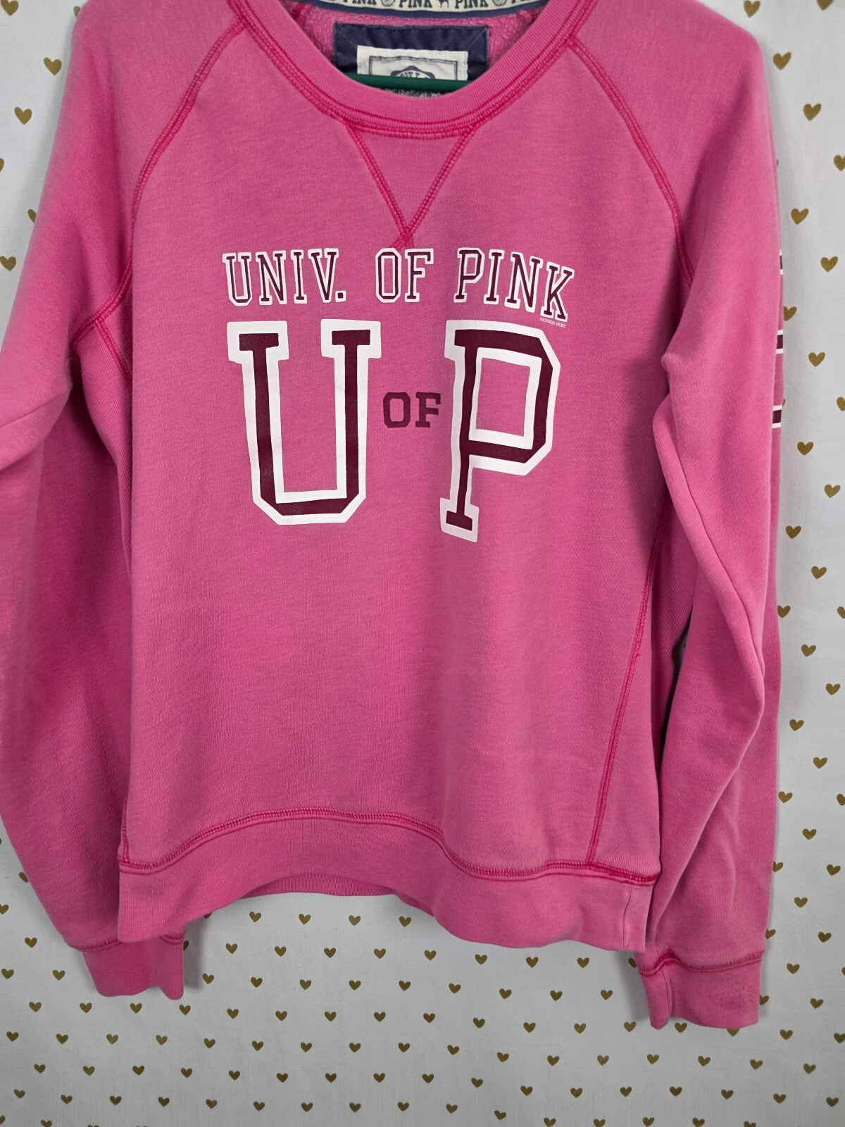 Victorias Secret Pink Vintage University Crew Sweater Shirt Large