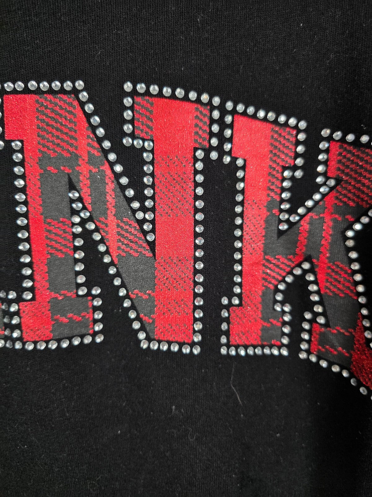 Victorias Secret Pink Studded Bling Long Sleeve Sweater Plaid Logo Medium