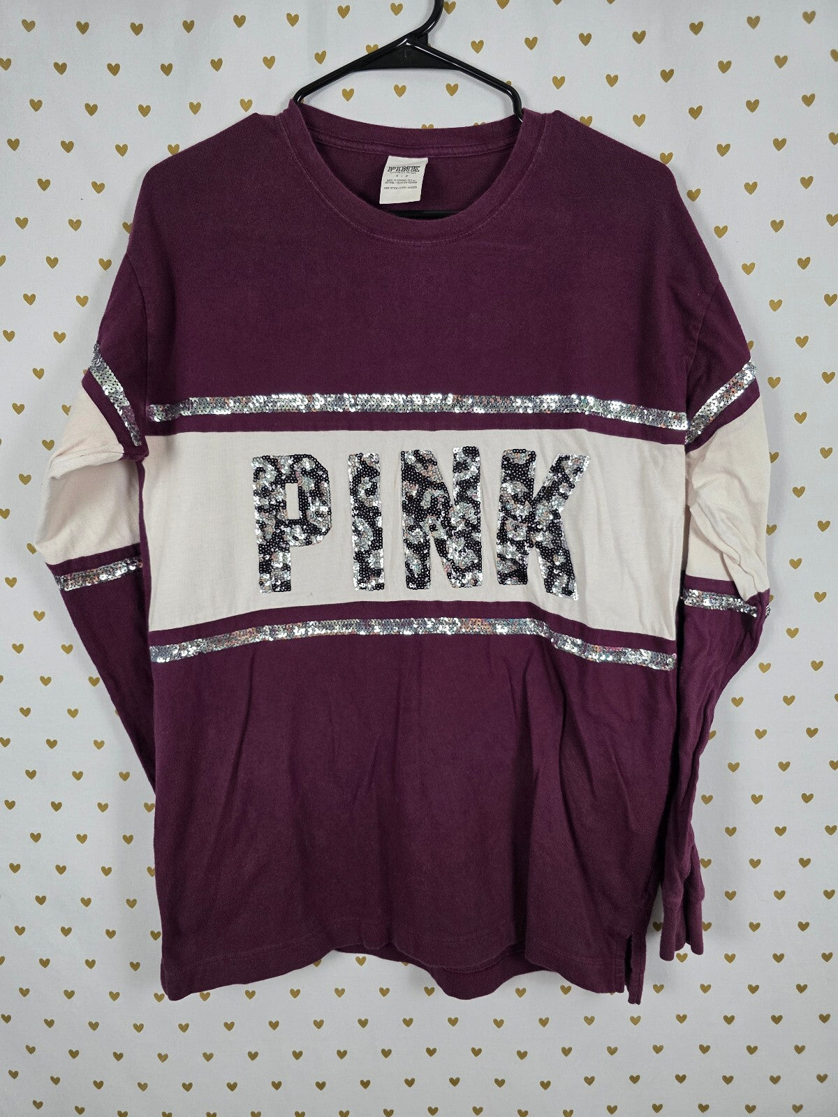 Victorias Secret PINK Cheetah Leopard Bling Long Sleeve Tee shirt Small