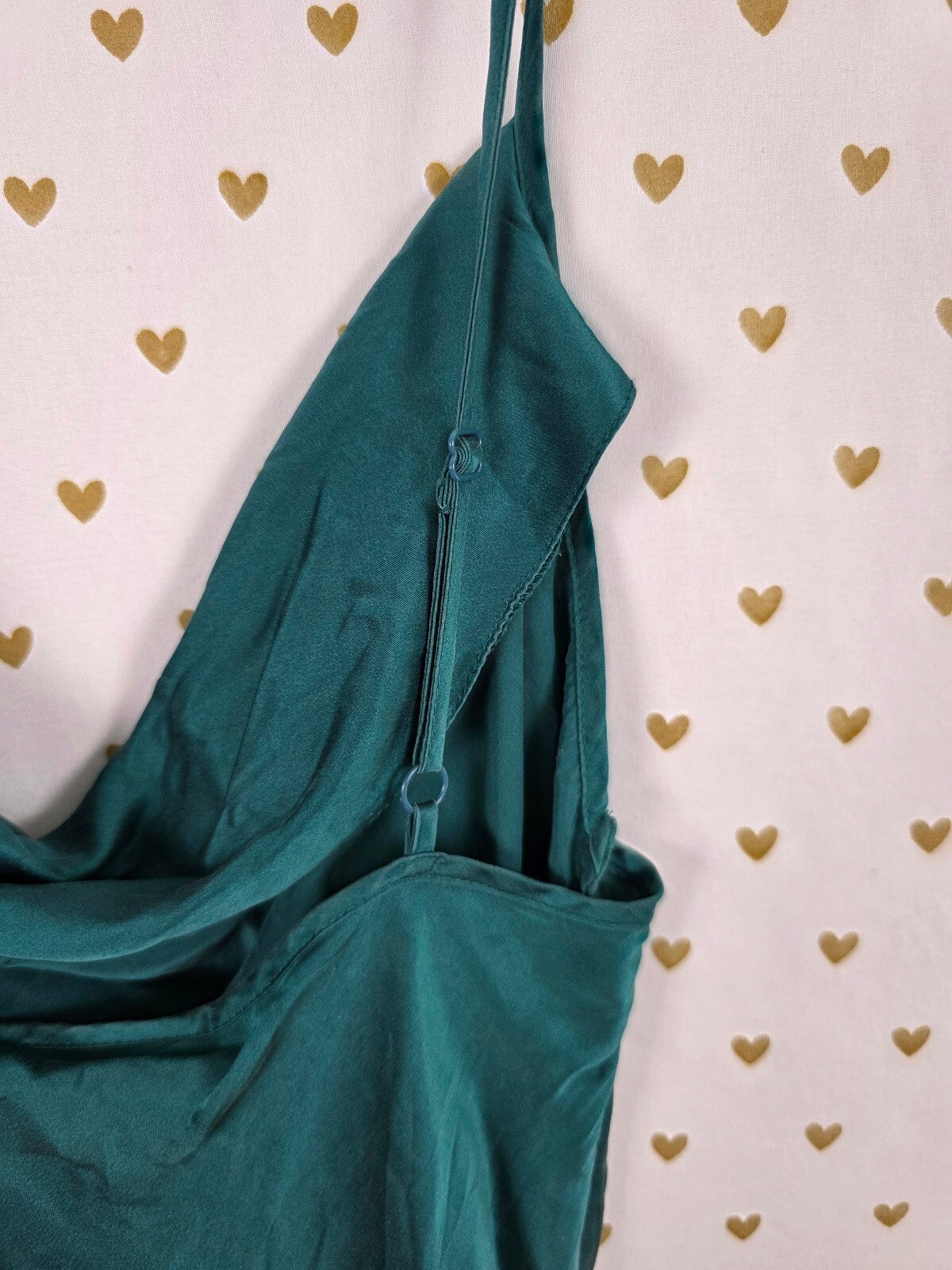 Victorias Secret Vintage Gold label 100% Silk Emerald Slip Dress Nightie Small