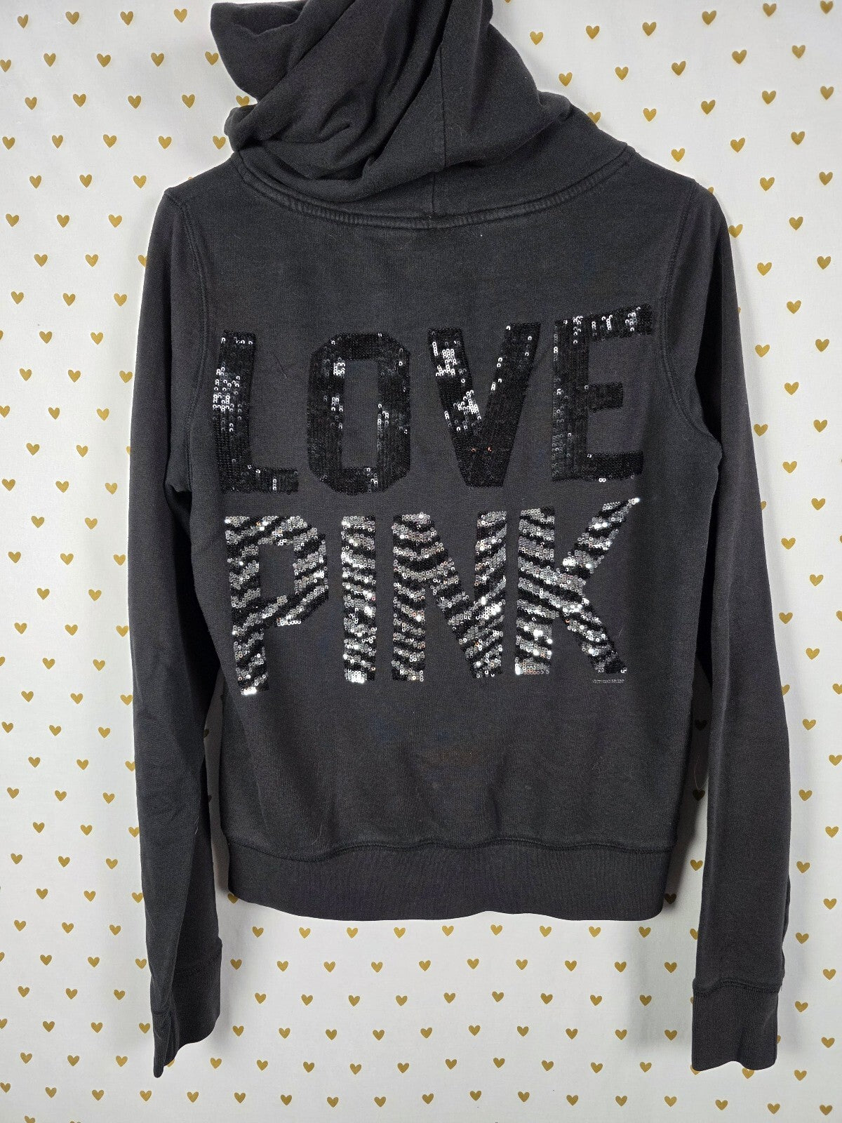 Victorias Secret Pink ZEBRA BLING Full ZIp Vintage y2k hoodie jacket MEDIUM