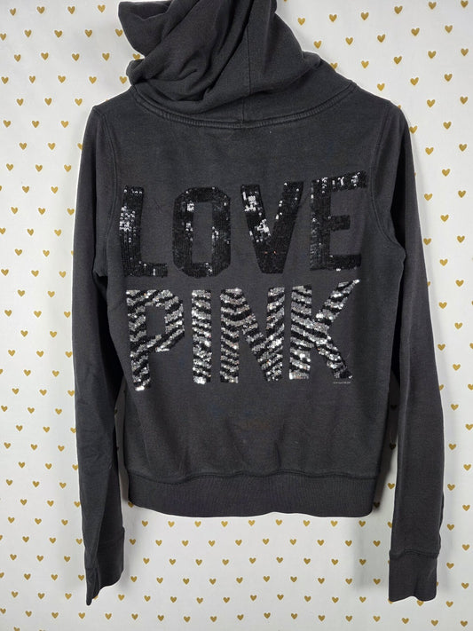 Victorias Secret Pink ZEBRA BLING Full ZIp Vintage y2k hoodie jacket MEDIUM