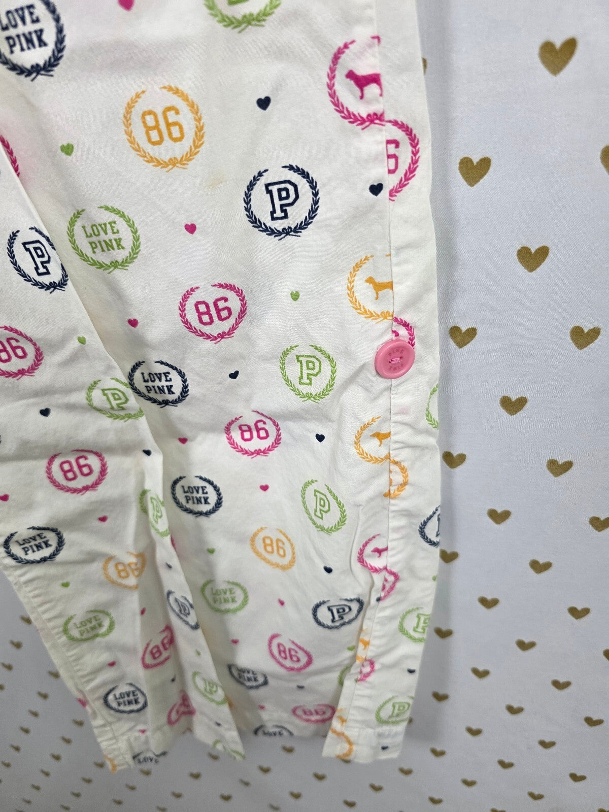 Vintage 2008 Victoria’s Secret PINK Lounge Pants M Dog 86 LOVE Cotton Y2K Logo