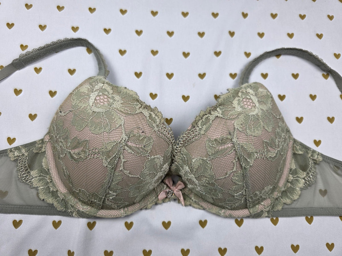 Victorias Secret Sage Green Lace Lined Push Up Bra 34C