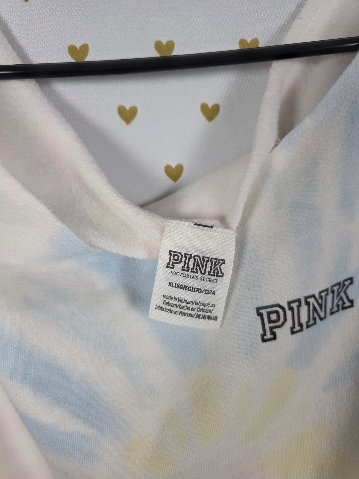 Victorias Secret Pink Slouchy Off Shoulder tye dye sweater shirt XL
