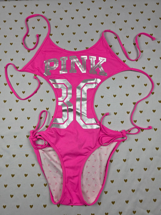 RARE VINTAGE Victoria's Secret PINK MONOKINI Cutout One Piece Swimsuit XS NEW