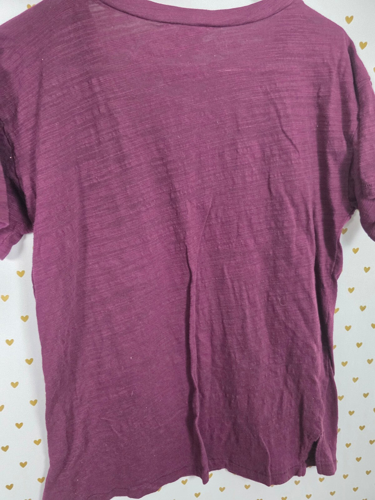 Victorias Secret PINK Bling V neck Studded Rhinestone Logo Maroon Tee Shirt XS