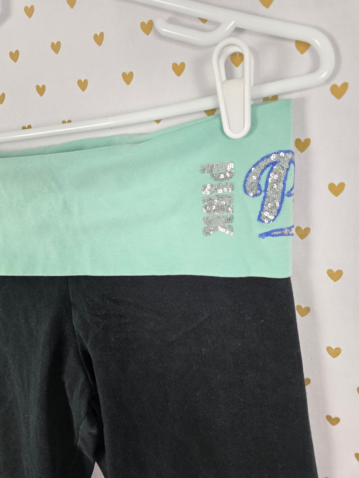 Victorias Secret PINK Vintage y2k FOLDOVER Yoga Pants Medium Skinny Ankle BLING