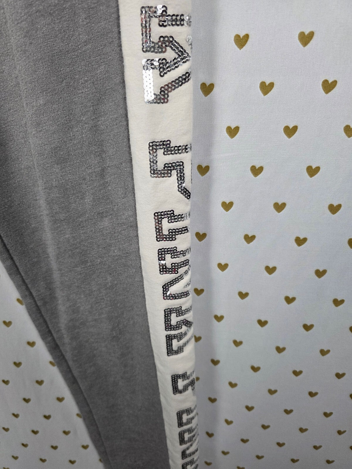 Victorias Secret PINK Bling sequined Logo Sweats Sweatpants Silver XS