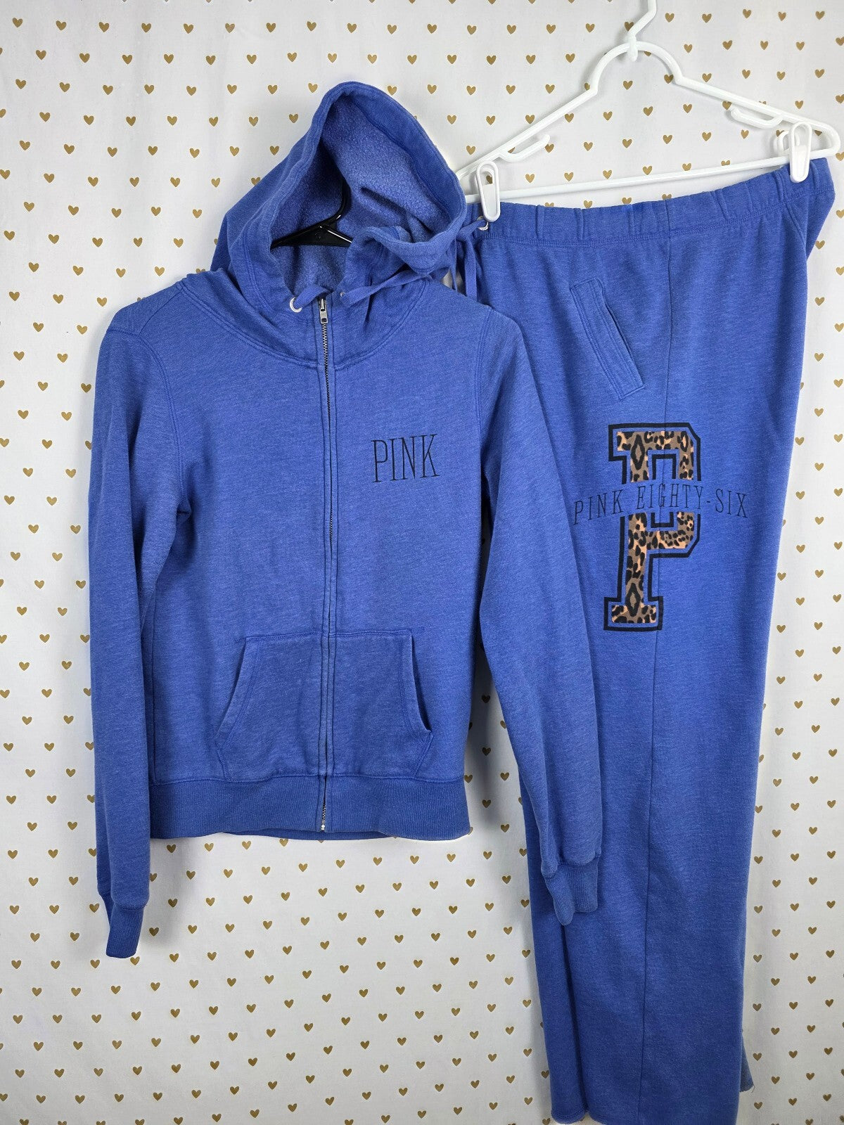 Victoria's Secret PINK Leopard P Eighty Six Hoodie Sweatpants Set XS Y2K Outfit