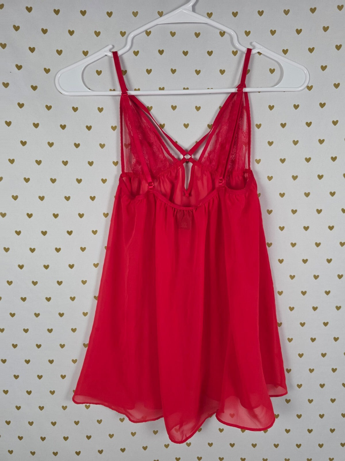 Victorias Secret Red Sheer Strappy Babydoll Nightie Medium Lingerie Dress