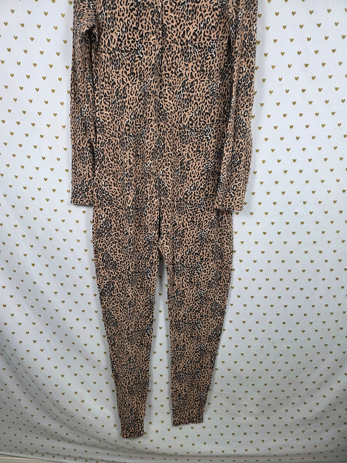 Victoria's Secret PINK Leopard Thermal Cat Ear Hooded Onesie Pajama L