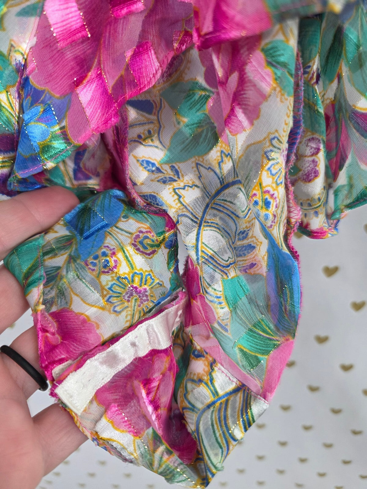 Vintage Victoria's Secret Gold Label Floral Teddy Romper P Sheer Ruffle 90s