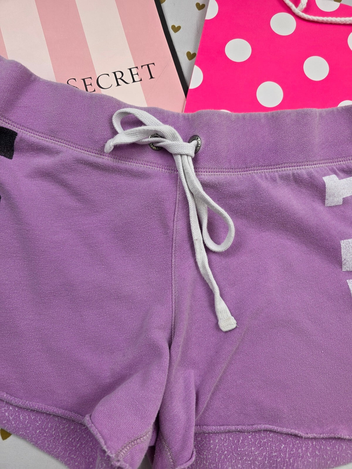 Victorias Secret PINK Vintage Purple Logo Sweat Shorts Booty Medium