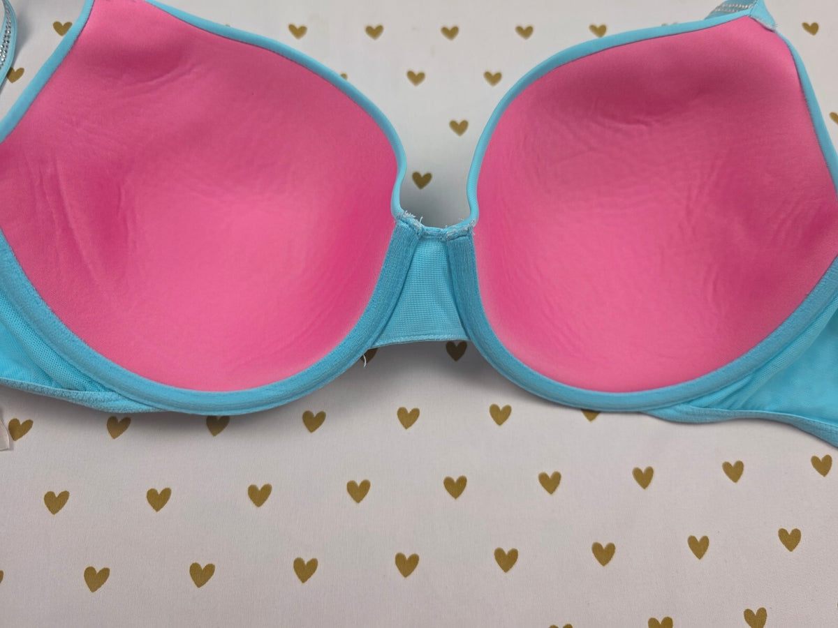Victorias Secret PINK Light Blue 36D T Shirt Lightly Lined Bra