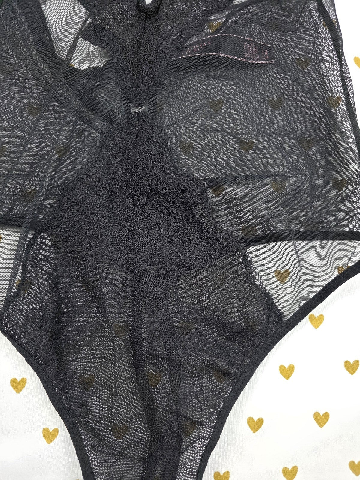 Victorias Secret Black Sheer Halter Teddy Nightie Lingerie V String Thong SMALL