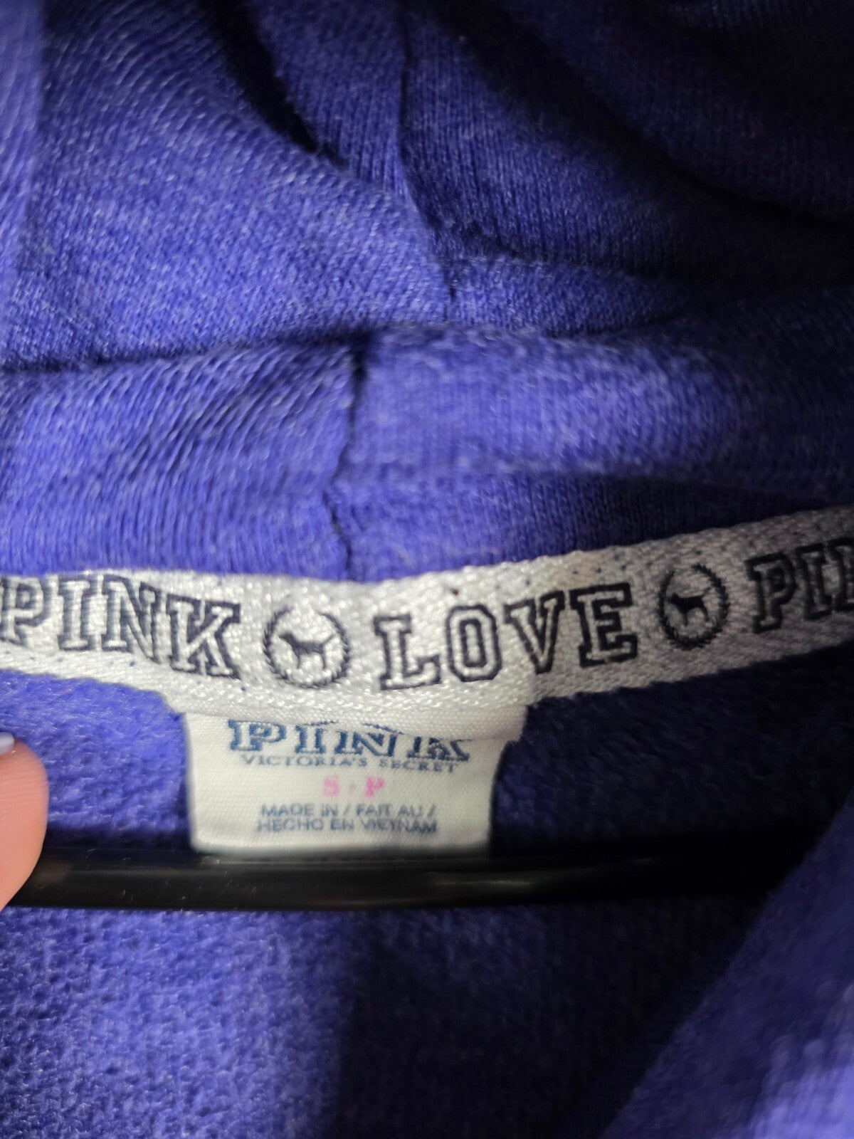Victorias Secret Pink Full Zip Hooded Embroidered Jacket Small Vintage Y2k