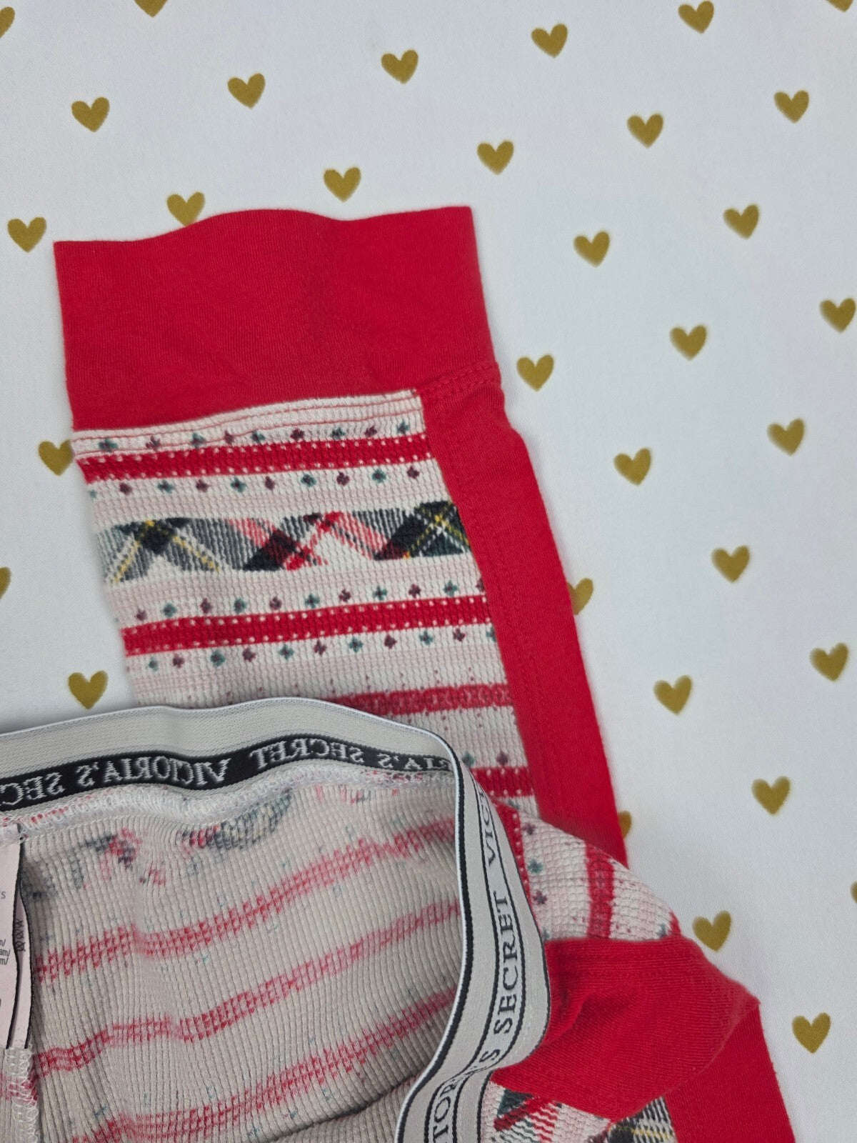 Victorias Secret Thermal Striped Red Sleep Pants Waffle Pajama Bottoms XS
