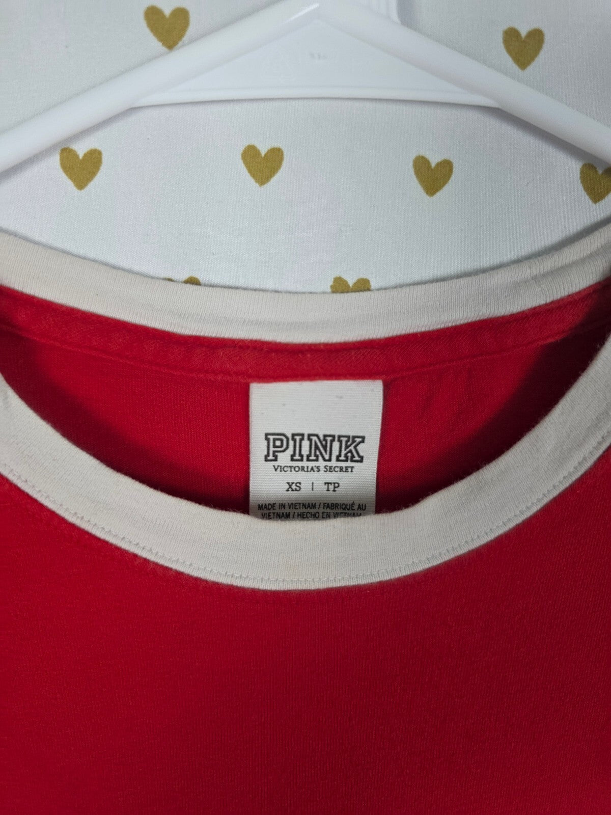 Victorias Secret PINK Nation Campus winter Pocket Tee long sleeve Red XS