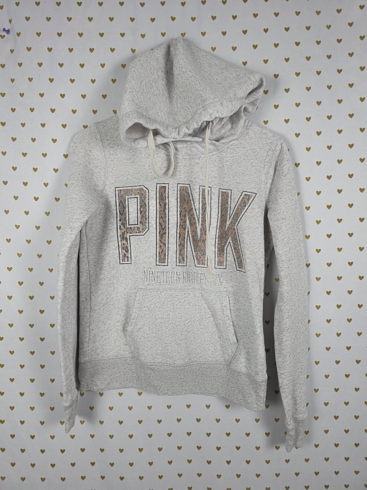 Victorias Secret Pink Leopard Cheetah Pullover Sweater Shirt Hoodie XS