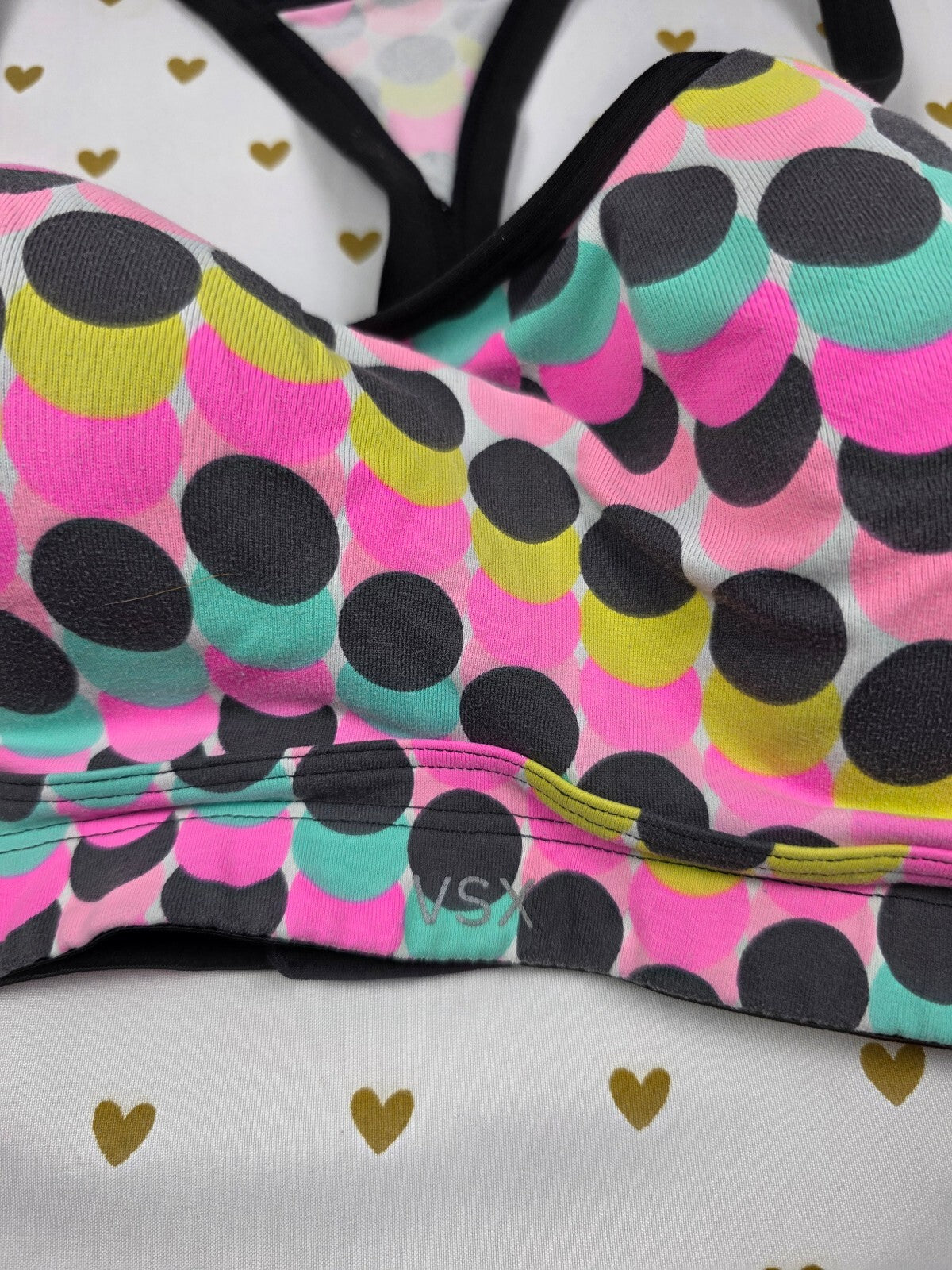 Victorias Secret VSX Polka Dot Colorful Sports Bra Exercise Support 36D