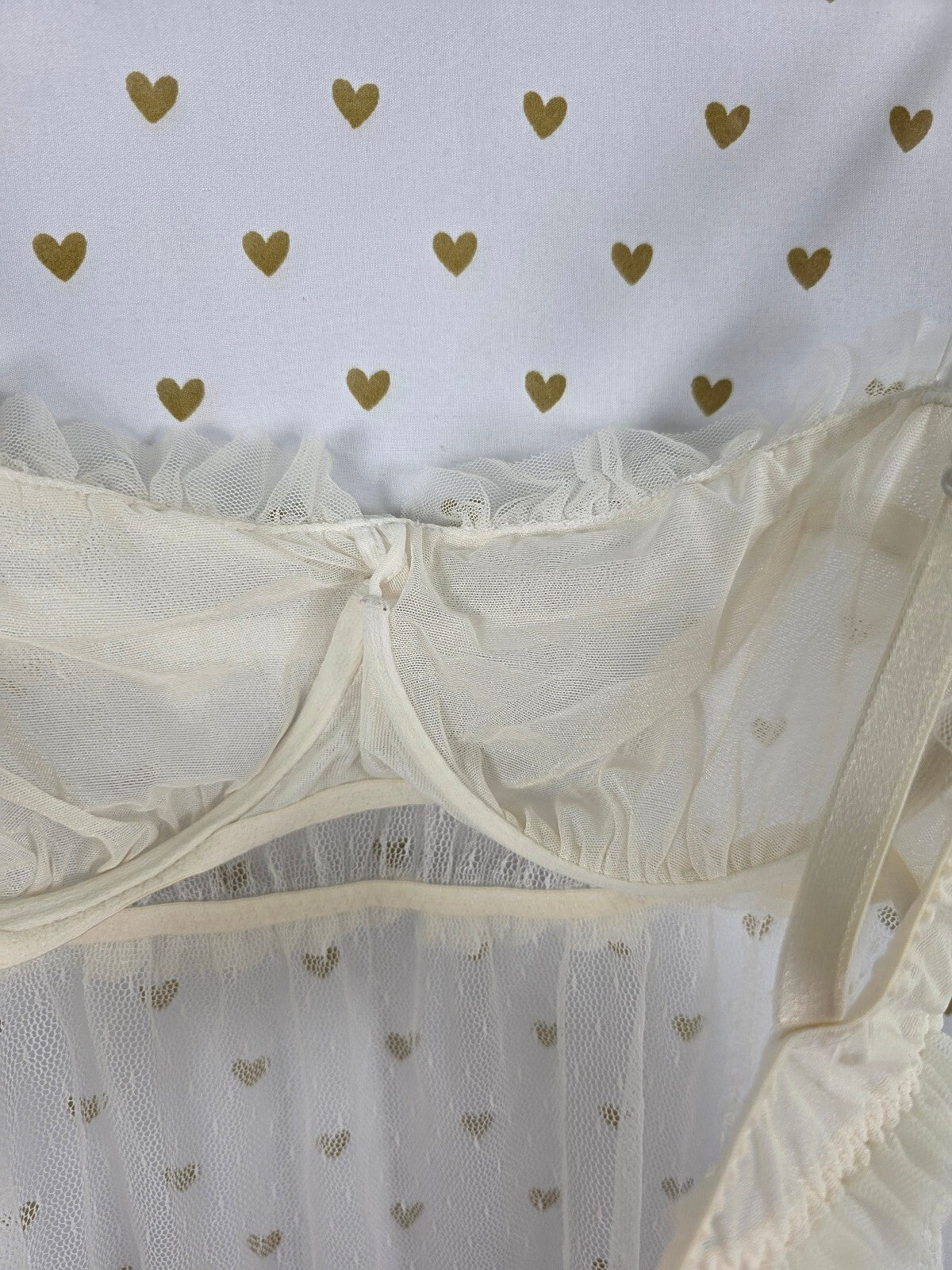 Victorias Secret Vintage Ruffled Sheer Babydoll Nightie Y2k 34C Underwire