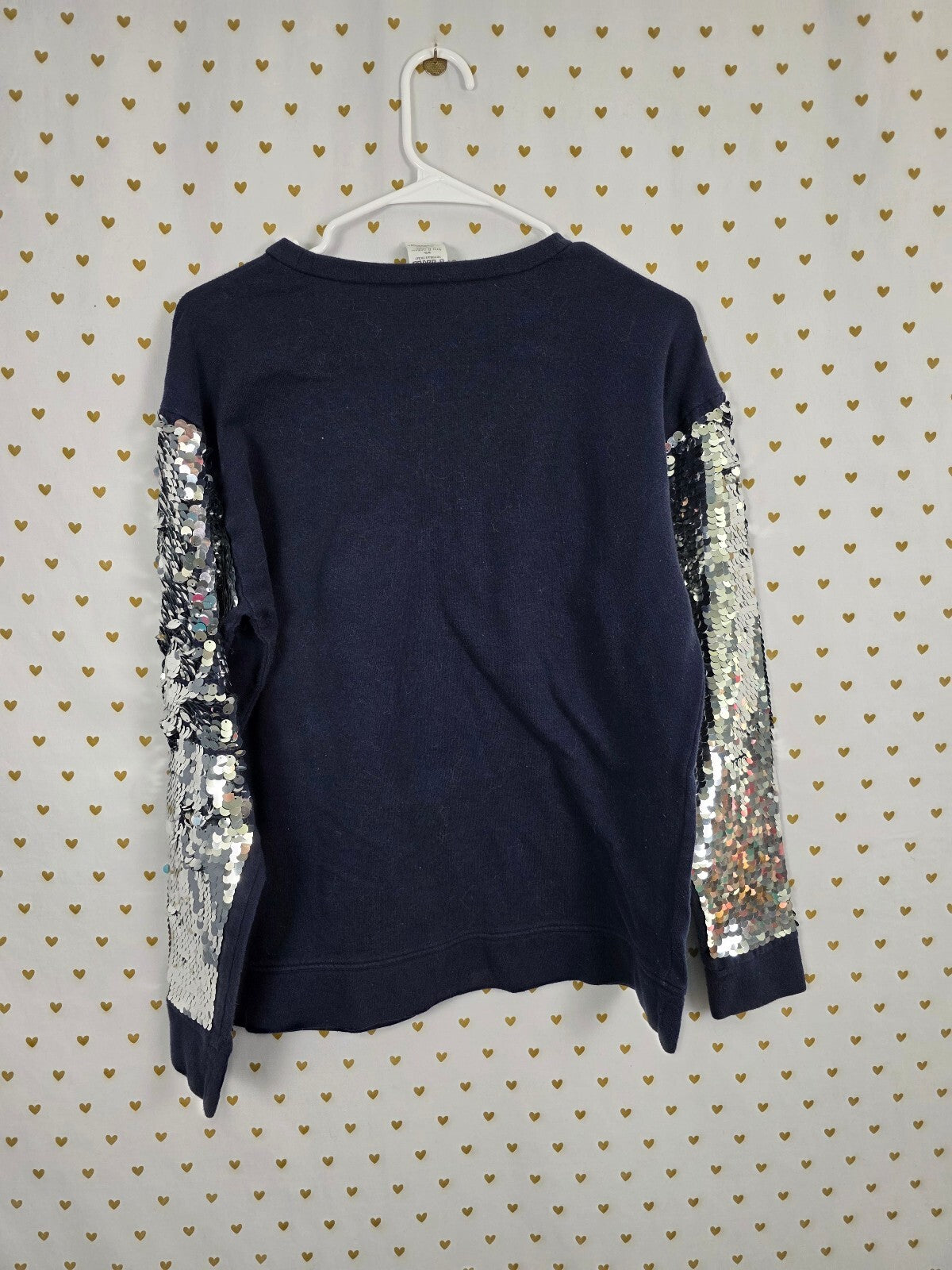 VS PINK x 5th & Ocean UNC Tar Heels Sweatshirt XS Sequin Sleeves Bling