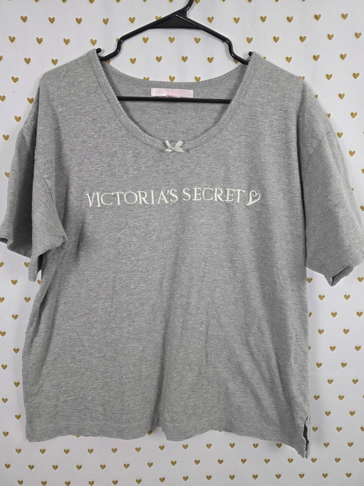 Victorias Secret Vintage Embroidered Y2k Cotton '99 Grey Tee Shirt Medium