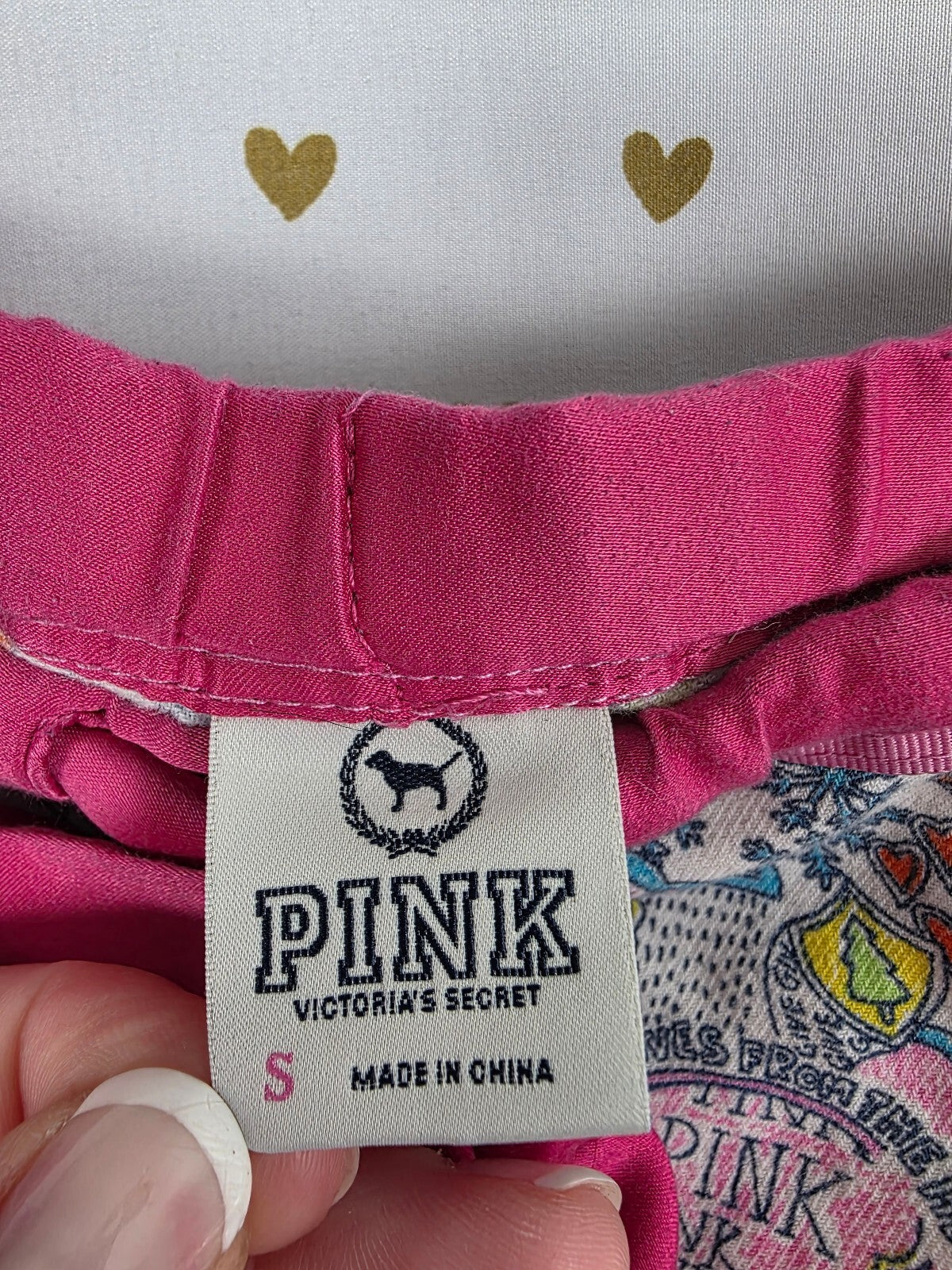 Victorias Secret Pink Vintage Doodle Ruffled Sleep Pants Pajama PJ Bottoms SM