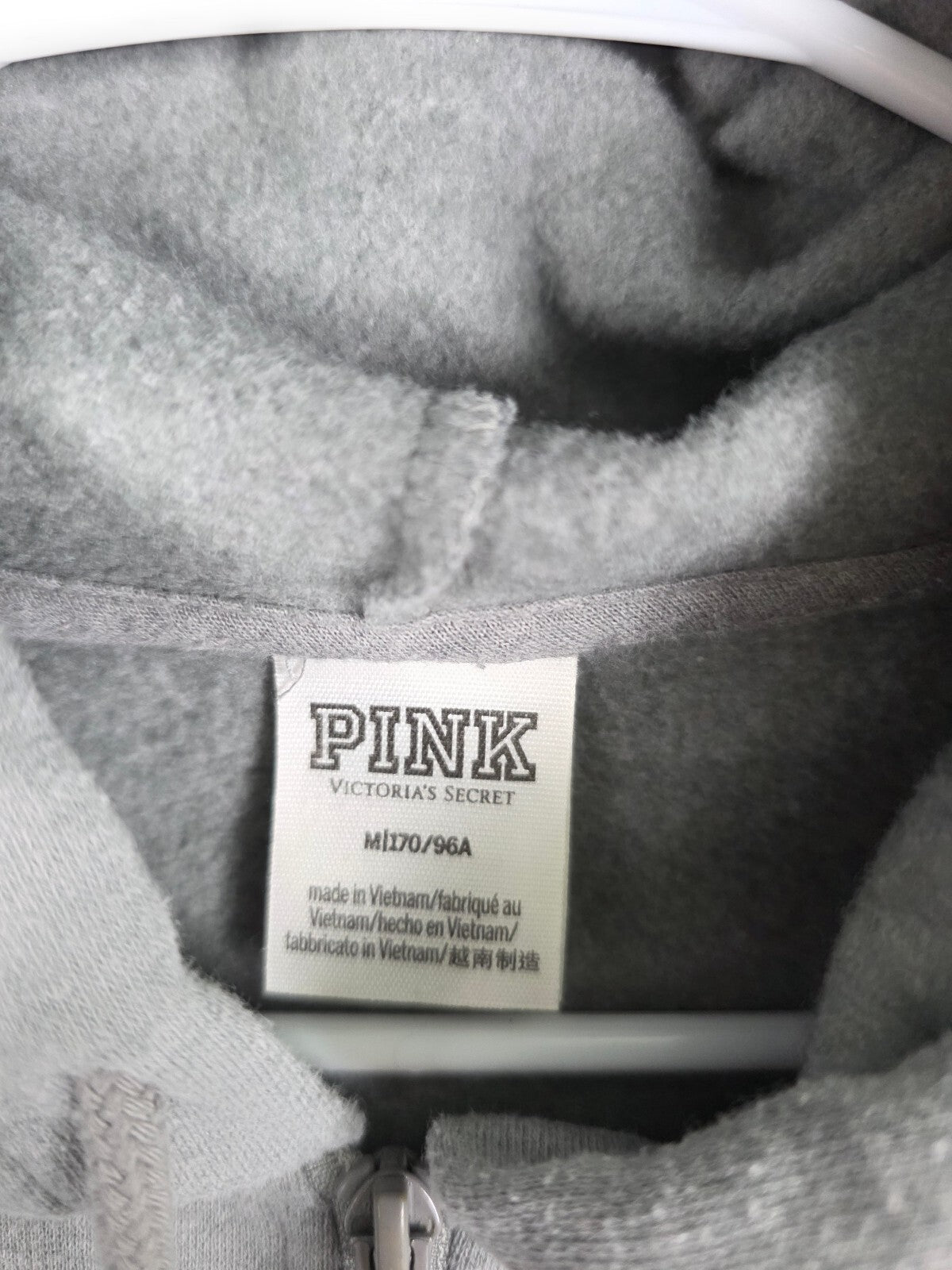 Victorias Secret Pink Zebra Stripe Bling Logo Full Zip Hoodie Jacket Medium