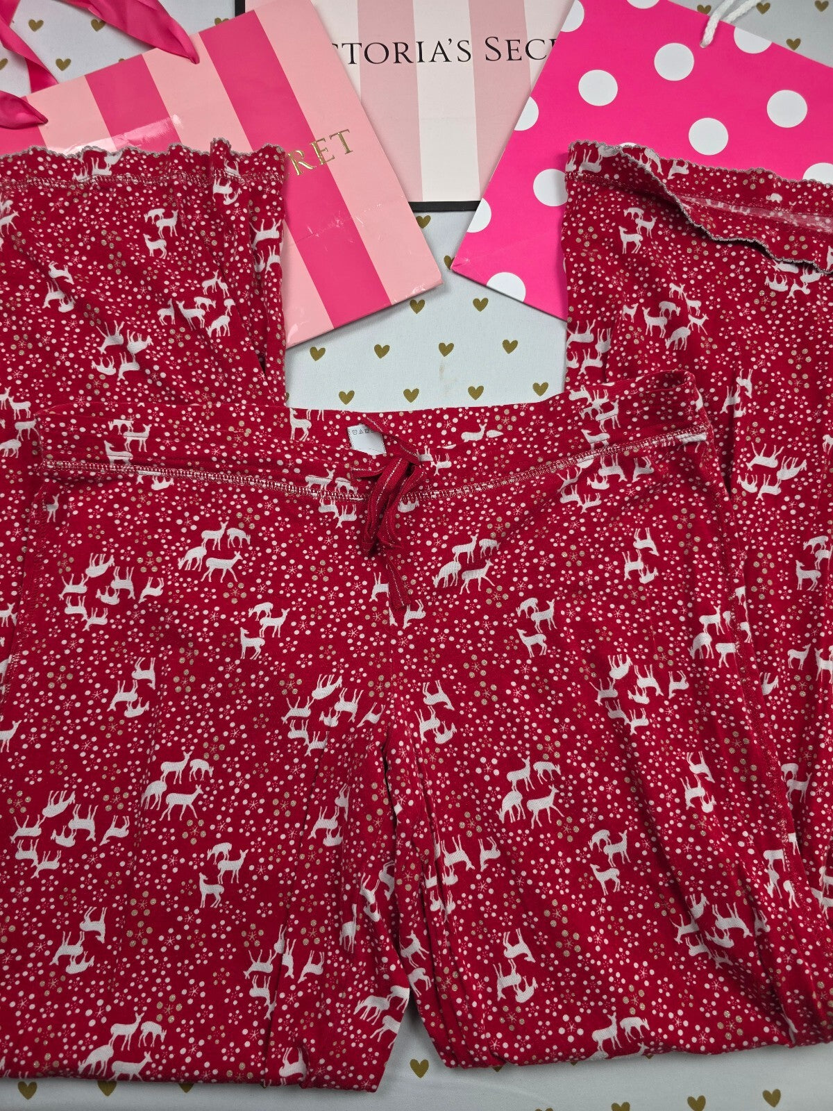 Victorias Secret Red Cotton Polka Dot Medium Sleep Pants Pajama PJ Bottoms