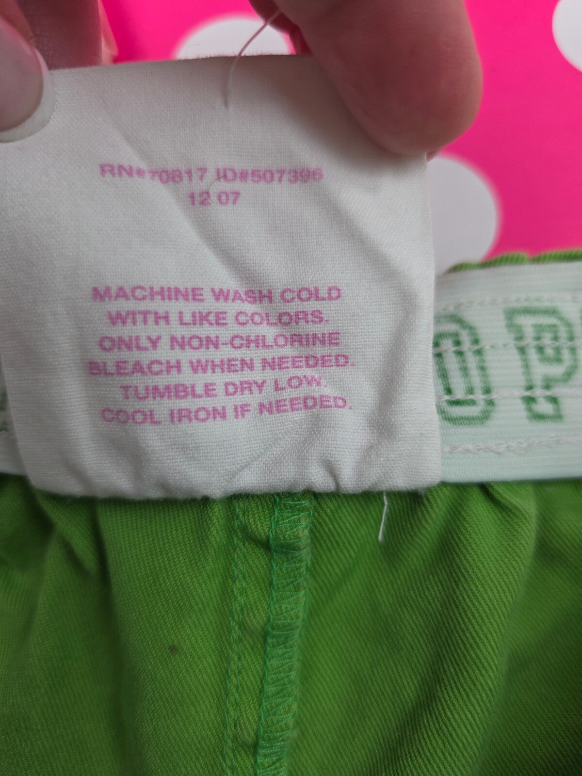 Vintage 2007 VS PINK Green Foldover Dolphin Shorts XS Go Pink Y2K Cargo