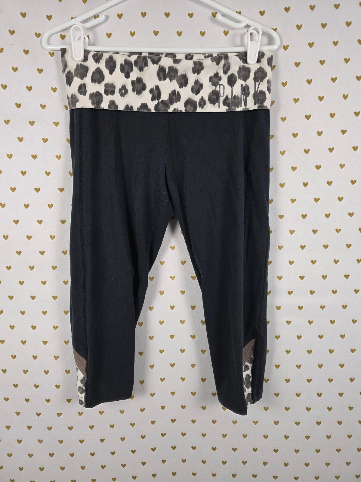 Victorias Secret PINK Vintage Y2k Leopard cheetah Foldover Yoga Pants Capri Med