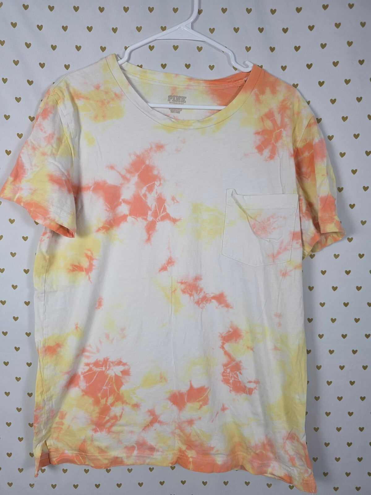 Victorias Secret PINK Tye Dye SUPER OVERSIZED Medium Tee Shirt Love