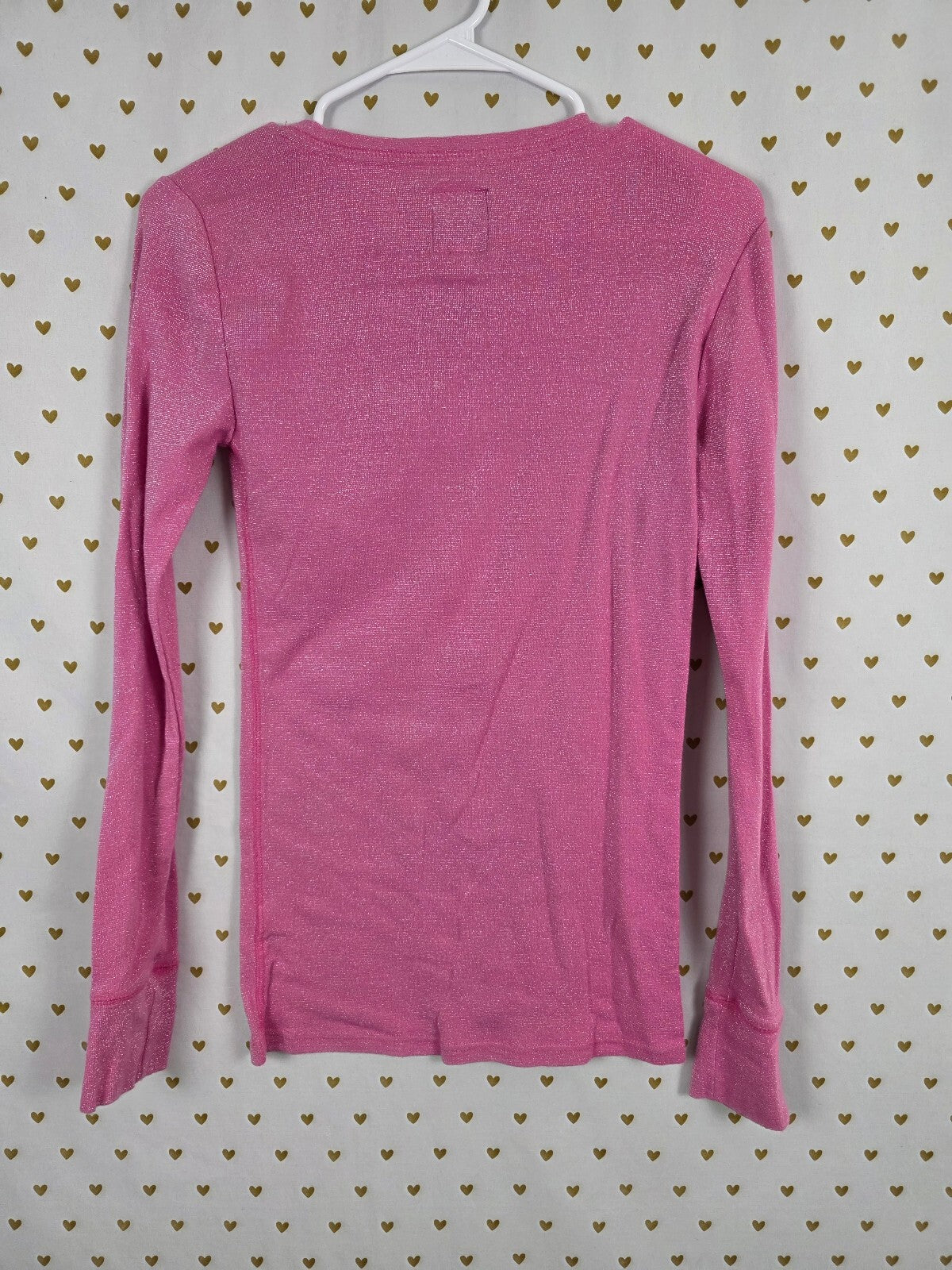 Victorias Secret PINK Vintage long Sleeve Shimmer Logo Henley Y2k Bling