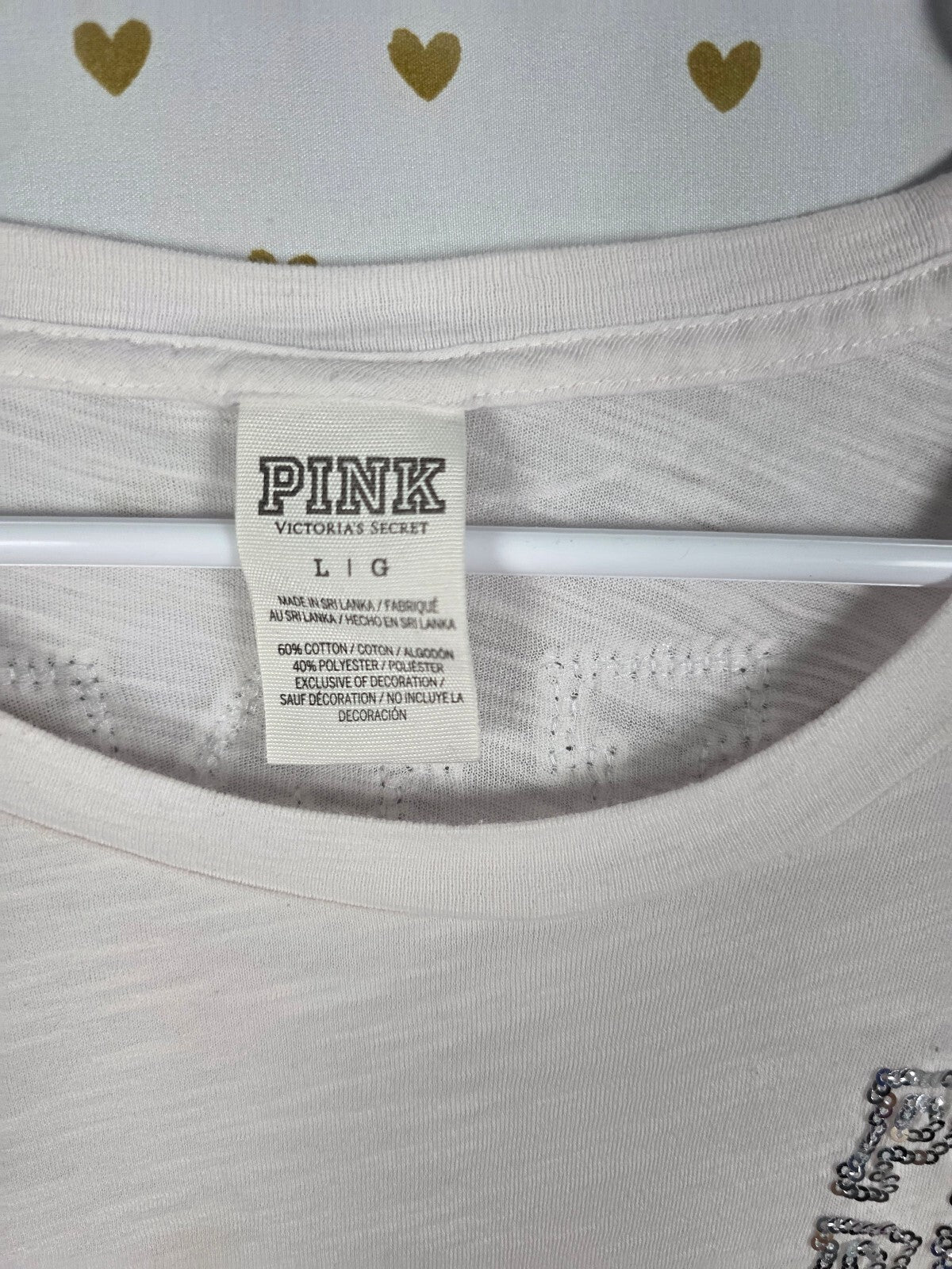 Victorias Secret PINK Large Sequin Bling Tee shirt Colorblock Maroon