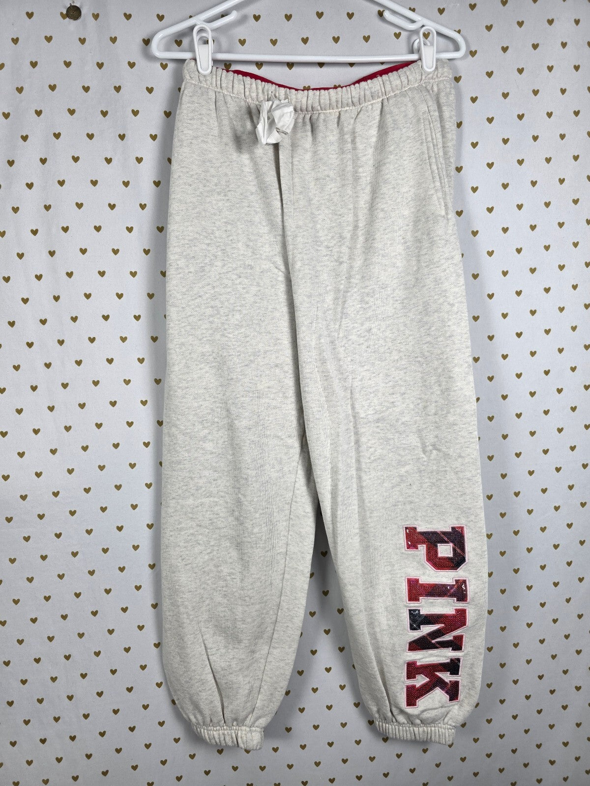 Victoria's Secret PINK x LoveShackFancy Dog Hoodie Jogger Set M Plaid BLING