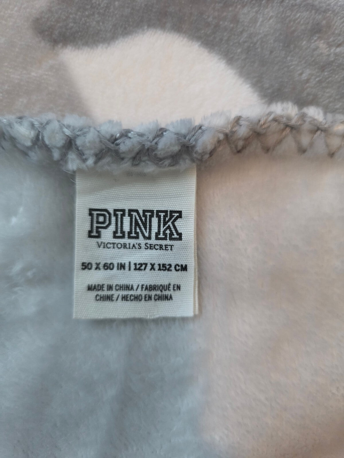 Victoria's Secret PINK Gray Camo Plush Throw Blanket 50x60 Soft Fleece