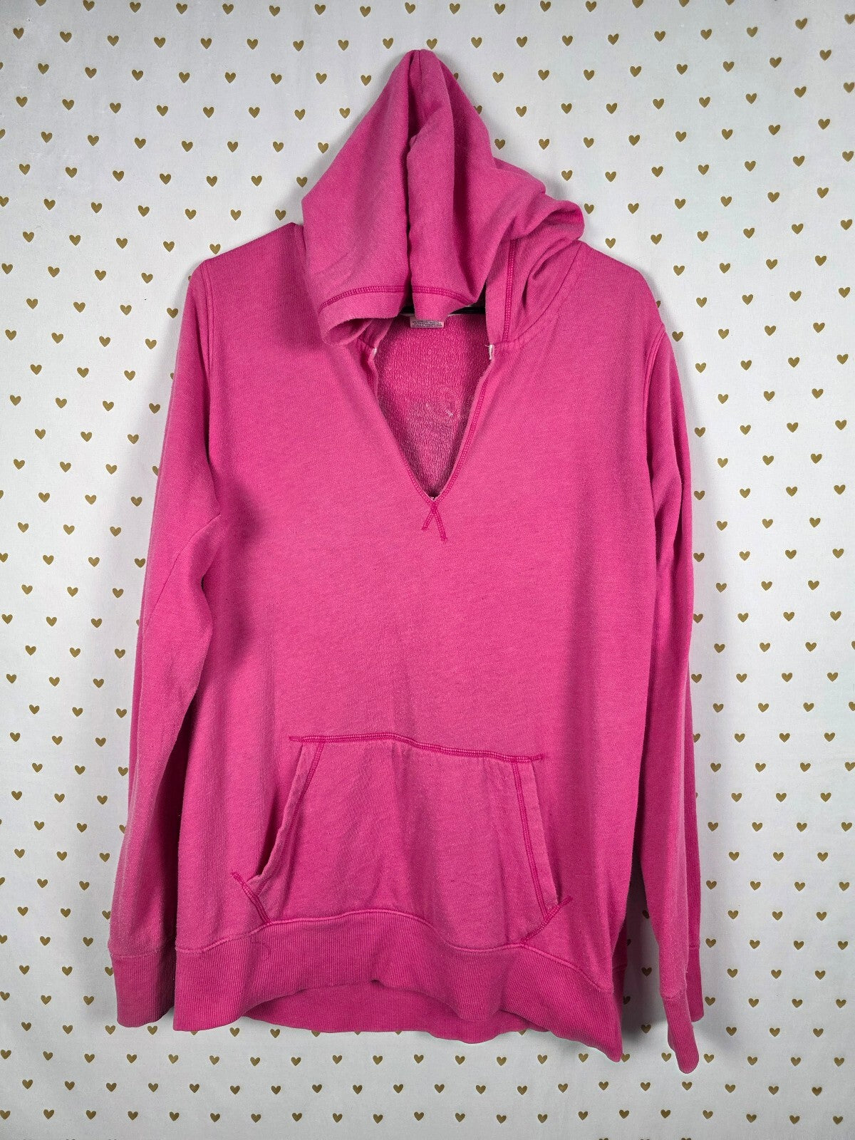 Victorias Secret Pink V Neck Vintage Y2k Pullover Hooded Sweater LOVE Large