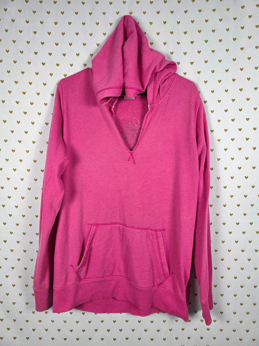 Victorias Secret Pink V Neck Vintage Y2k Pullover Hooded Sweater LOVE Large