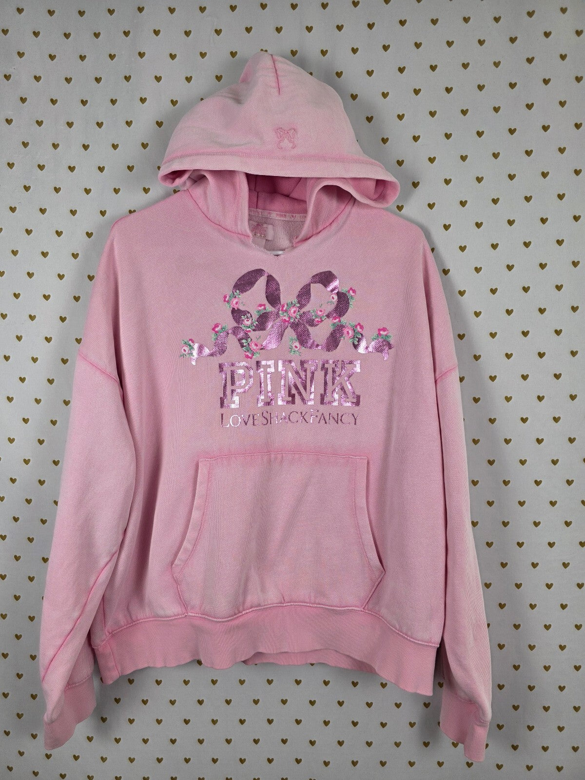 Victorias Secret Pink Loveshackfancy Pullover Hooded Sweater Logo Large