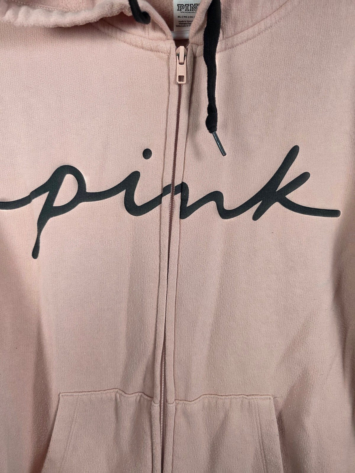 Victorias Secret Pink Full zip logo Hoodie Jacket Orange XL
