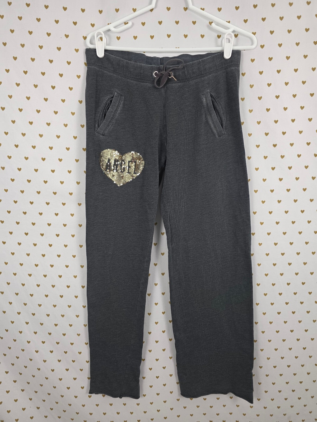 Victorias Secret Bling ANGEL Heart Gold Sequined Sweats Flare XS