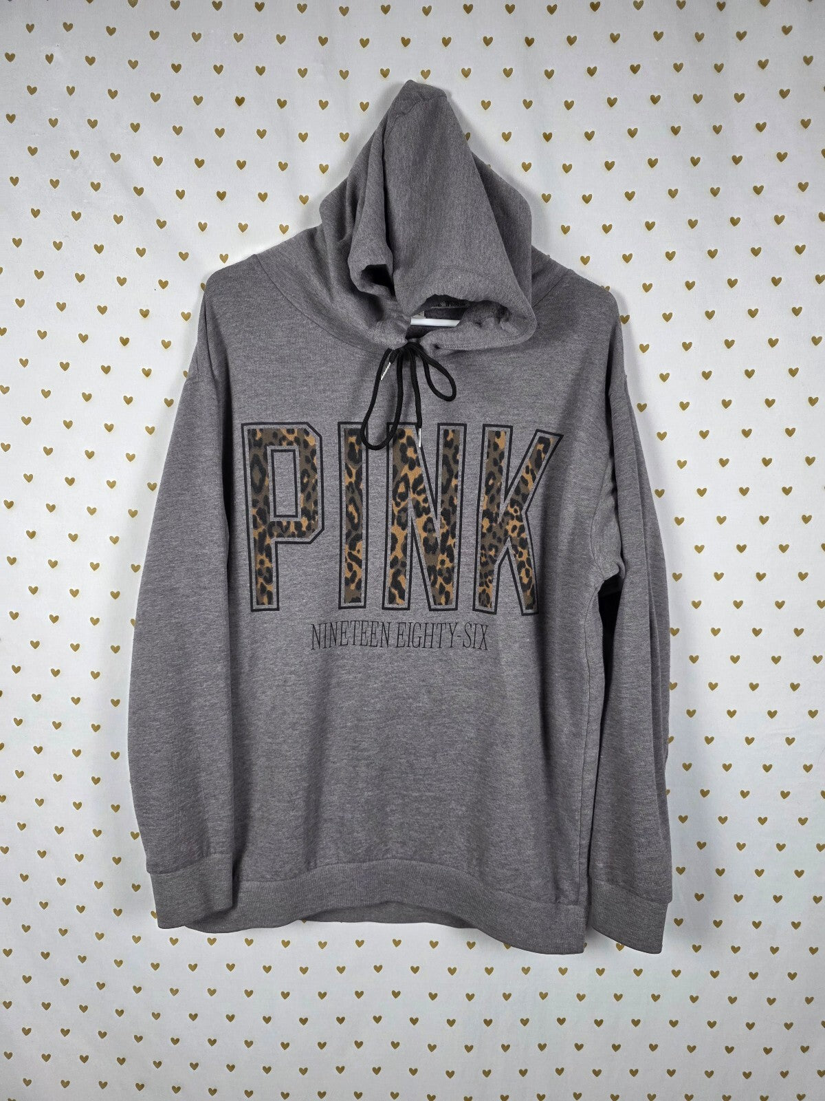 Victorias Secret Pink Leopard Cheetah Pullover Oversized Hoodie Sweater SM