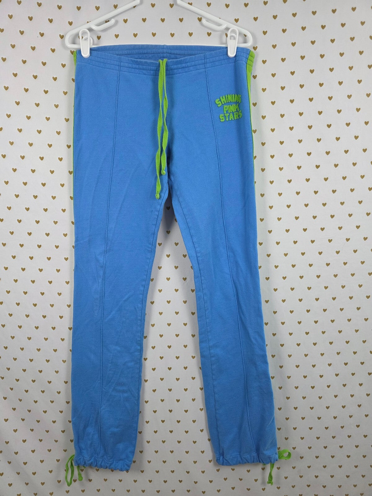 Vintage 2006 VS PINK Shining Pink Stars Sweatpants Blue Green Small Y2K