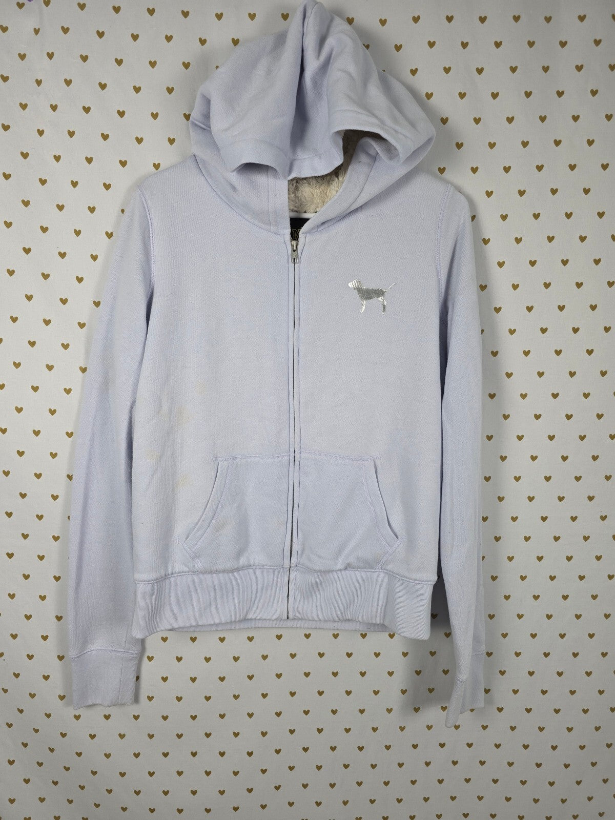 Victoria's Secret PINK Sherpa Lined Full Zip Hoodie Sequin PINK 86 Lavender Sm