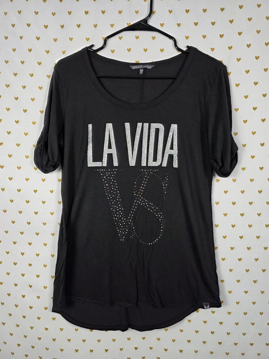 Victorias Secret SUPERMODEL ESSENTIALS Bling La Vida Tee shirt SMALL