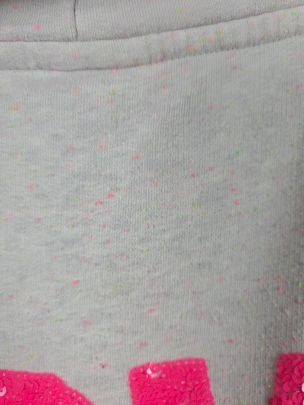 Victoria's Secret PINK Vintage Sequin LOVE PINK Hoodie Gray Neon Speckle M
